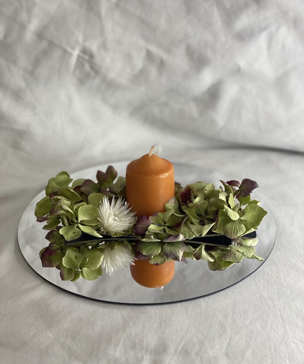 Création en fleurs séchées avec bougie